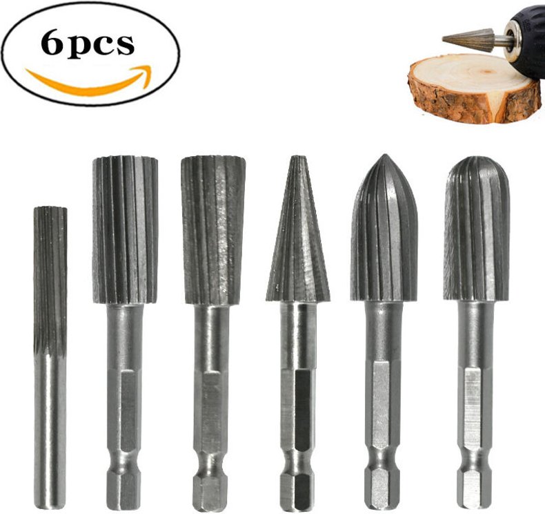 6Pcs Rotary Burr File Set Hex Shank High Speed Steel Burrs Rotary File Tools für