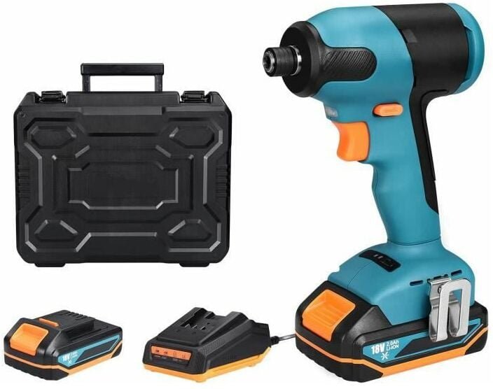 18 v Tacklife Akku-Schlagschrauber 180 Nm, 2800 ipm max. Schlagzahl, 2,0-Ah-Akku, 6,35-mm-Bohrfutter, TDID20K-Schnelllad...