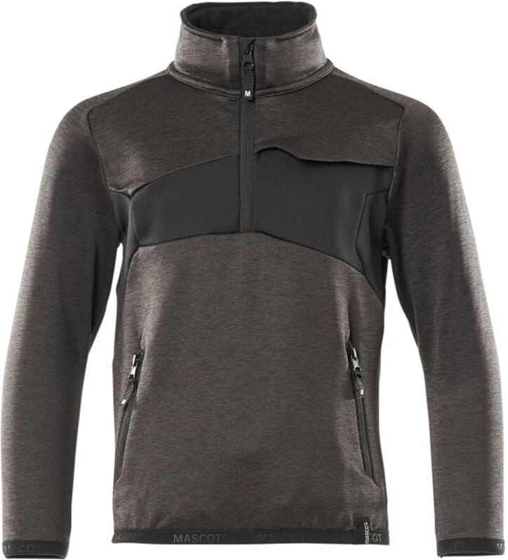 Mascot MASCOT® ACCELERATE Fleecepullover für Kinder mit kurzem Reißverschluss Gr. 128 dunkelanthrazit/schwarz