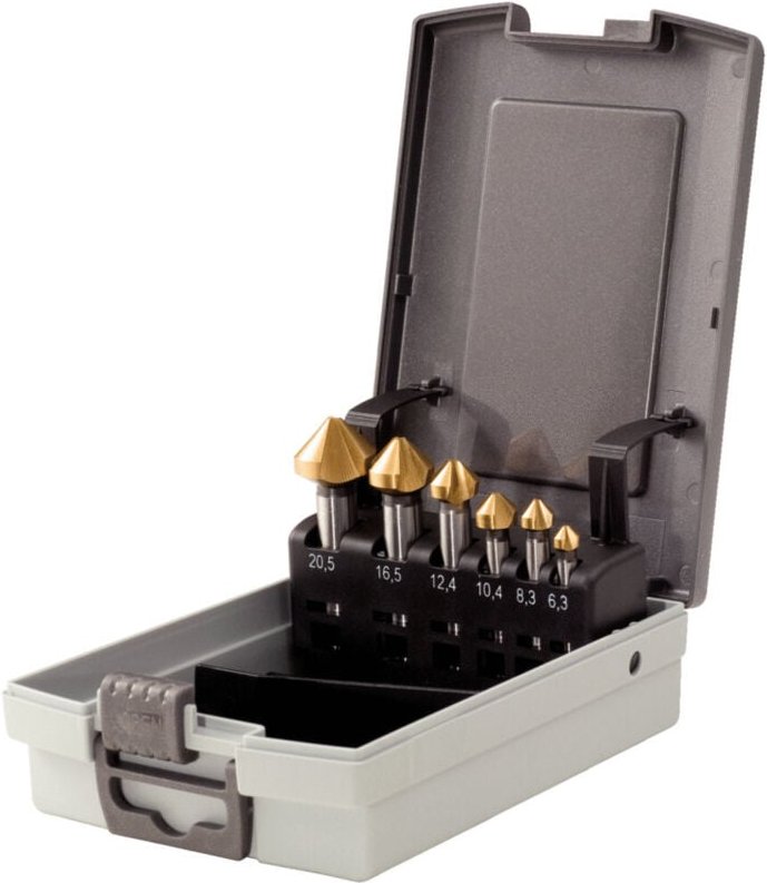 Ks Tools hss TiN Kegel-Entgratsenker-Satz, Kunststoffkassette 6-tlg.