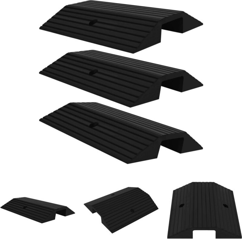 The Living Store - Brückenschwellenrampen 3 Stk. 49x40x8 cm Gummi - Verkehrsschilder