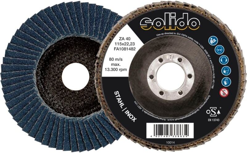 Solido - Tyrolit Schleiflamellenteller Schleifteller ø 115 mm Körnung 60 Zirkonkorund