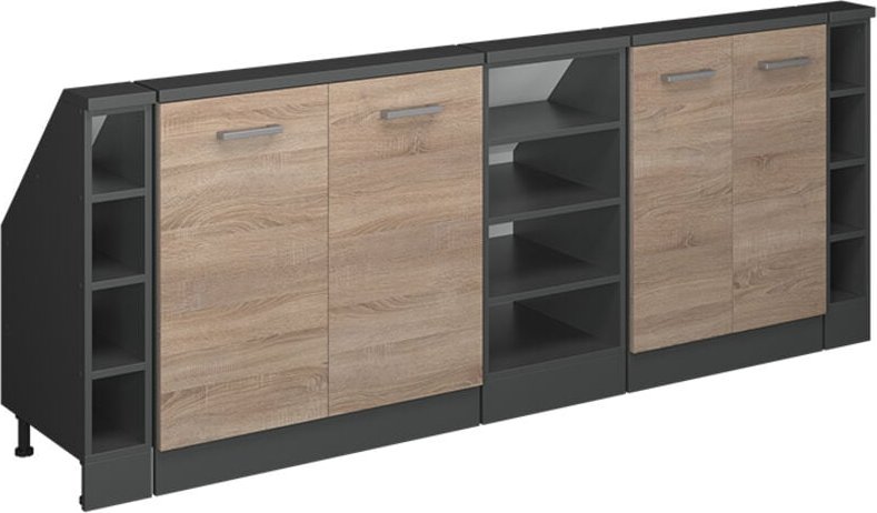 Thumbnail - Dachschrägenschrank-Set Rion, Sonoma/Anthrazit, 5er Set, Vicco