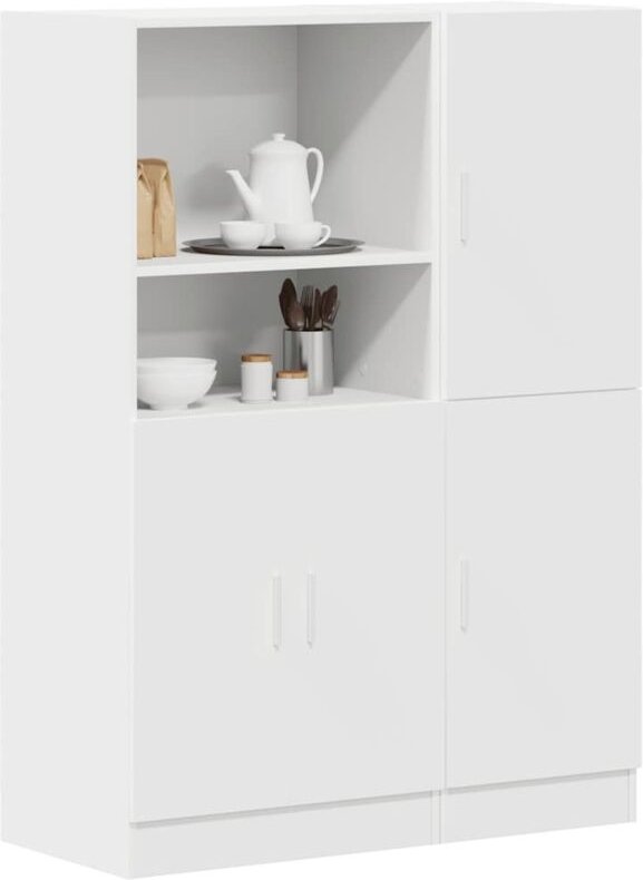 vidaXL 2-tlg. Küchenschrank-Set Weiß Holzwerkstoff