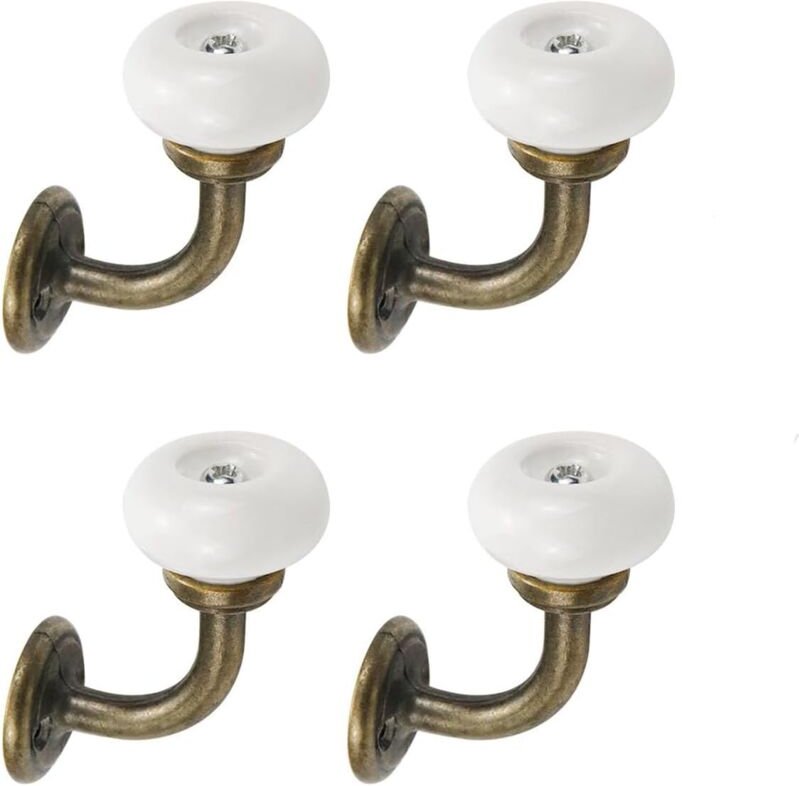 Csparkv - 4 Stück Wandhaken, Vintage-Haken, Vintage-Garderobe, Keramik-Wandgarderobe, Eisen-Wandhaken für Garderoben, fü...