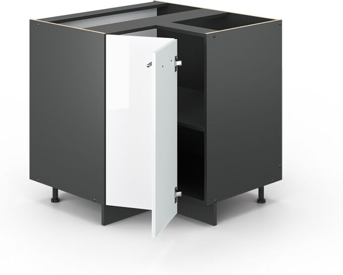 Thumbnail - Vicco - Eckunterschrank Fame-Line, Weiß Hochglanz, 80.5 cm, ap Eiche