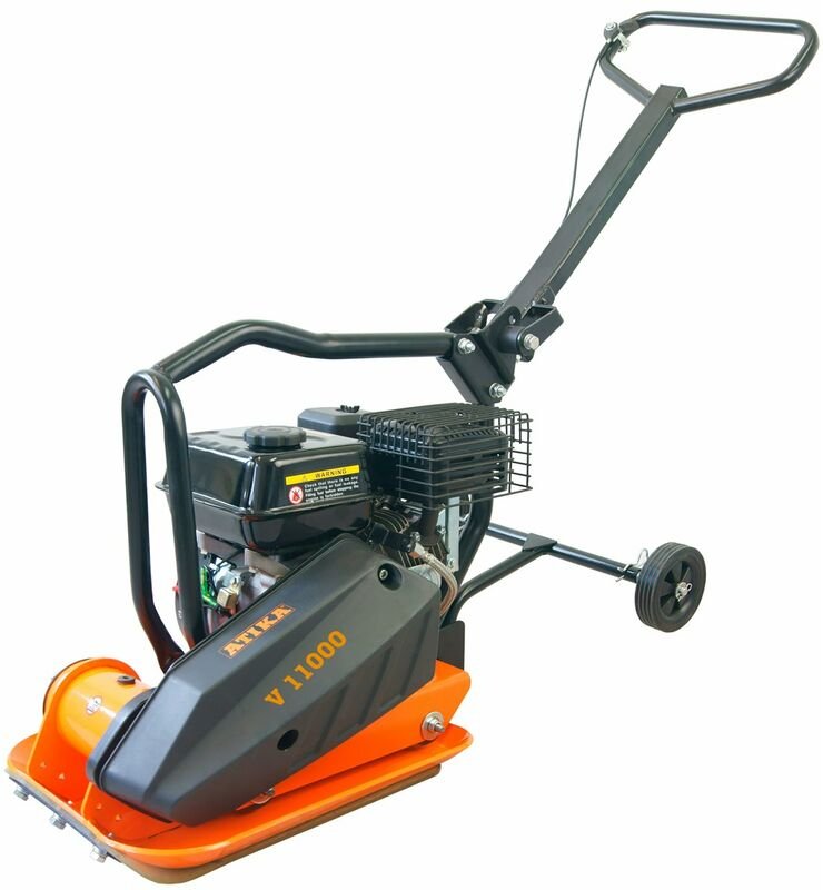 Atika - v 11000 Rüttelplatte mit Fahrvorrichtung & Gummiplatte Benzin 5,5 ps