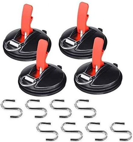 Crediri 4 Stück Auto-Saugnäpfe mit 8 S-Haken, Multifunktions-Autoankerwerkzeug, Gepäckabdeckungen, Autospanner