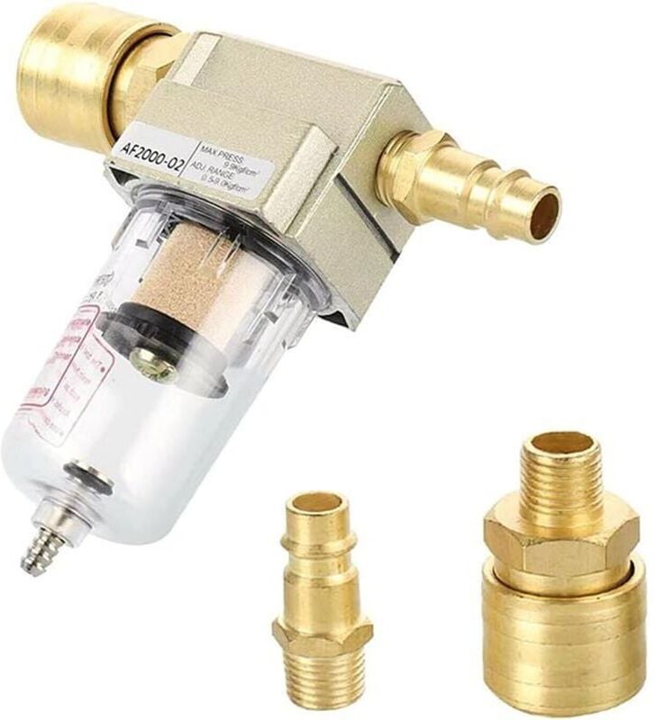 Druckluftfilter, 1/4 Druckluft-Wasserabscheider, Wasserabscheider, Ölabscheider mit Schnellanschluss für Kompressorfilte...