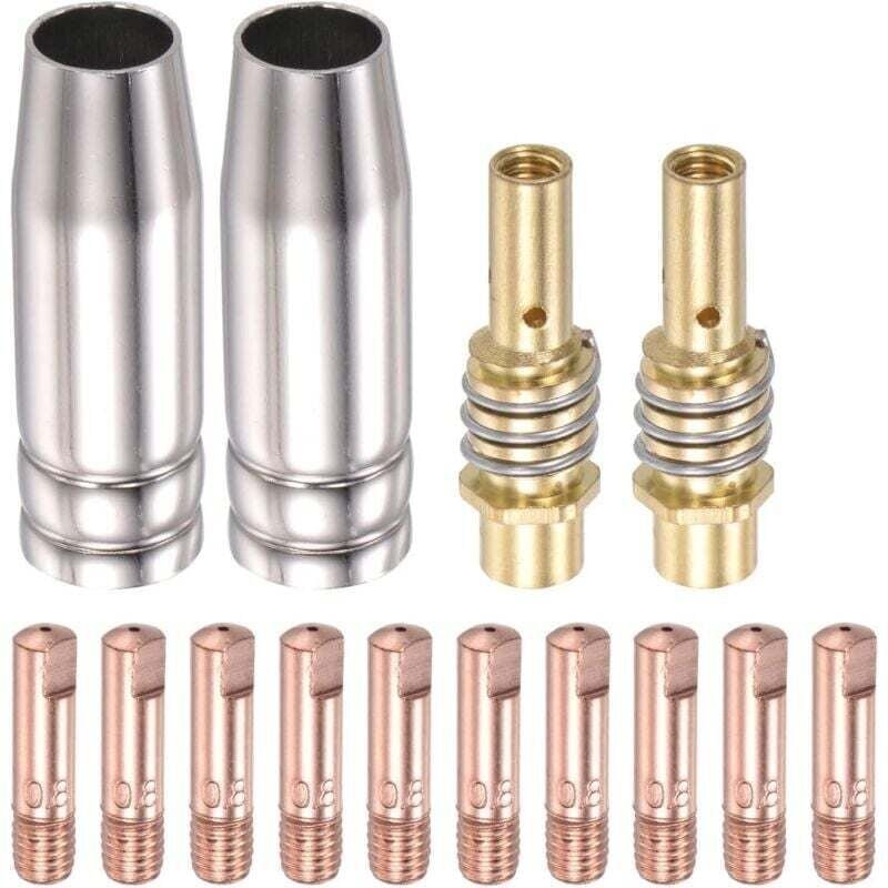 Thumbnail - ZVD-Schmelz-Inertgas (MIG) Schweißbrenner-Zubehörsatz, 0,8 mm leitfähige Kontaktspitze, Düsenanschlussleiste, 15AK-Verbr...