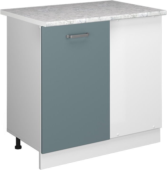 Vicco - Eckunterschrank R-Line, Blau-Grau, 86 cm, ap Marmor