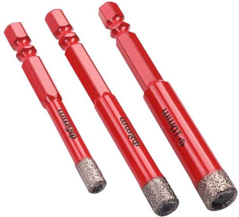 Diamant-Lochsägen-Set für Steinzeug, 3-teilig, HEX 6, 8, 10 mm, KD12645