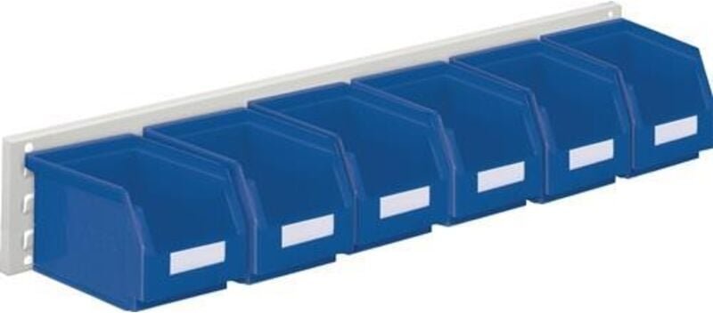 Sichtlagerkastenset H140xB920xT250mm Stahlblech/Polyethylen Ku.blau 6xGr.6 - 4202.51.5413 - Rasterplan