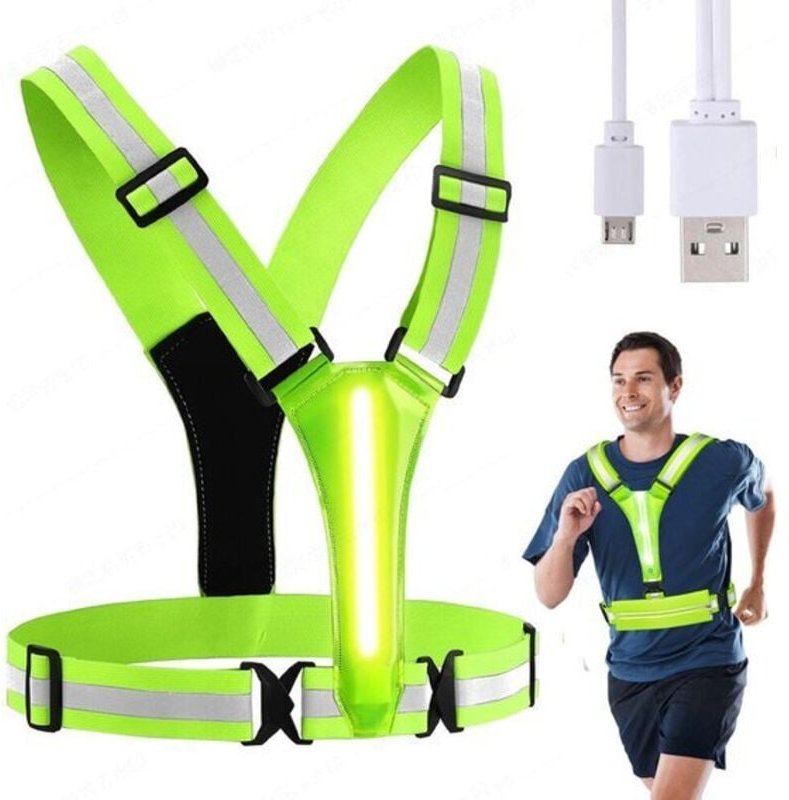 LED-Reflektor-Laufweste – 3 Beleuchtungsmodi, wiederaufladbare Nachtlaufausrüstung – Sicherheitsgurt für Damen und Herre...