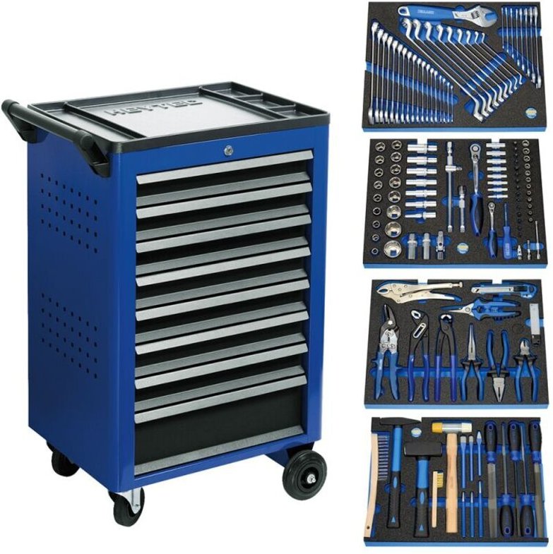 Werkstattwagen mit Modulen 132-tlg. Heytec