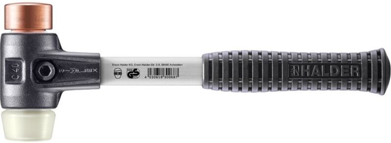 SIMPLEX-Schonhammer, Kupfer / Nylon mit verstärktem Tempergussgehäuse und Fiberglasstiel D=40 mm 3748.040