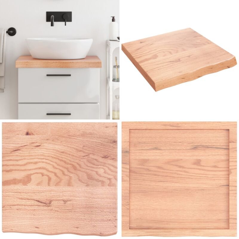 Waschtischplatte Hellbraun 60x60x(2-6) cm Massivholz Behandelt - Holz Waschttische Platte - Eiche Massiv - Badezimmersti...