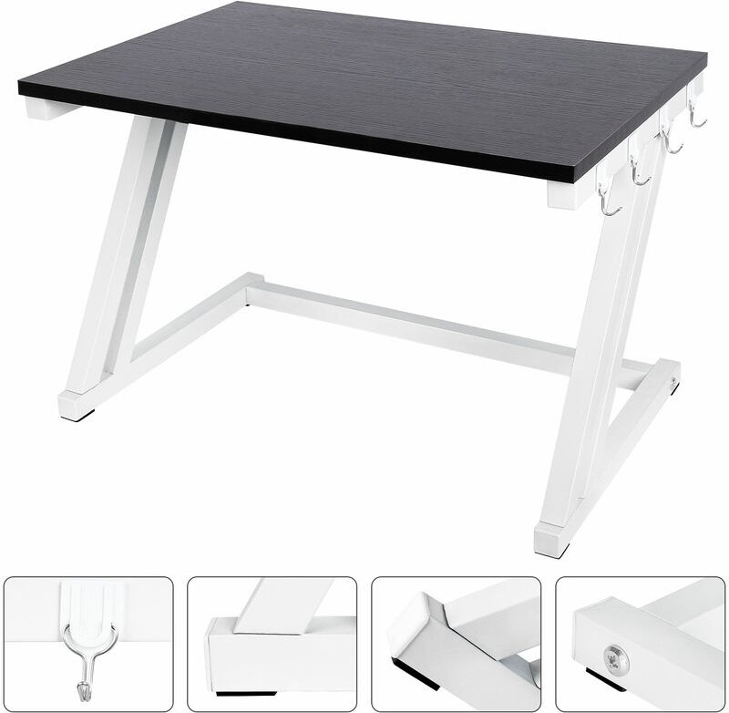 Haloyo - 2-stufiges ® Mikrowellen Ständer mit 4 Haken,57 x 38 x 38 cm,weiß+schwarz