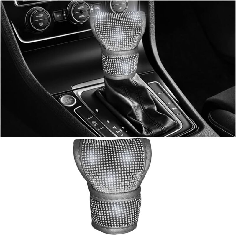 Auto-Schaltknaufabdeckung mit Diamant, Schutzabdeckung für Auto-Schaltknauf mit glänzenden Kristallen, rutschfeste Handb...