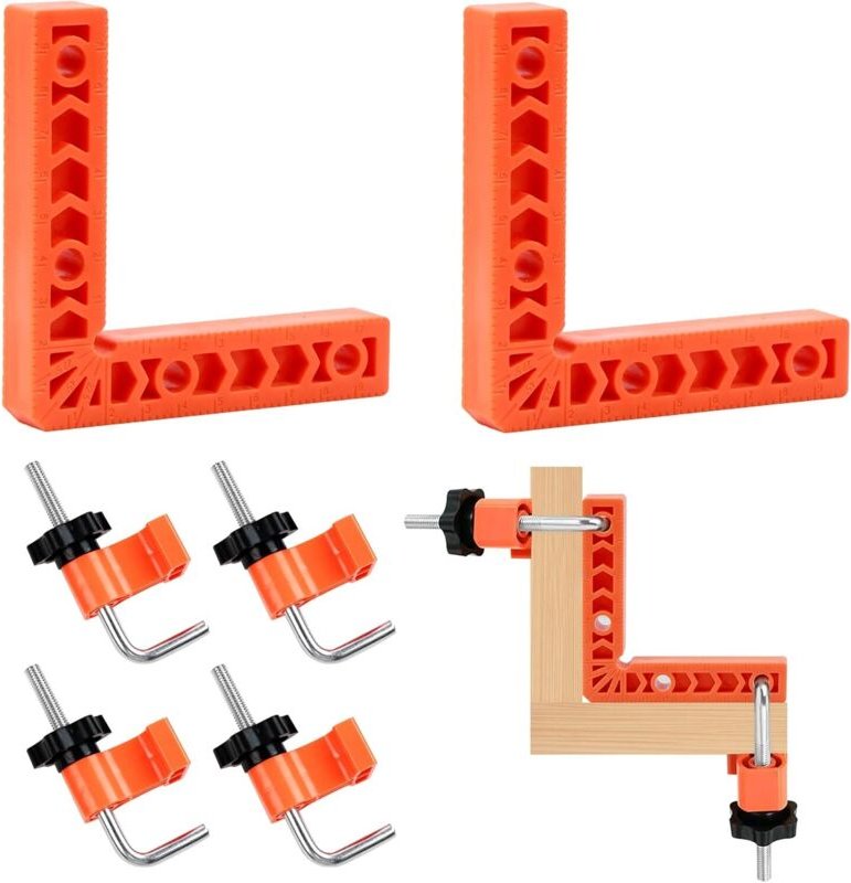 90-Grad-Positionierungsblock, rechtwinklige Klemme, 4 Paar Befestigungsklammern und 2 Stück 10 x 10 cm L-Typ-Eckklemme, ...
