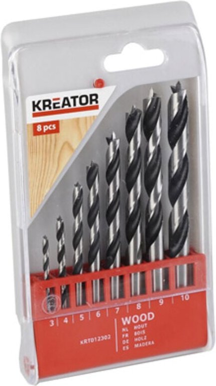 Koffer mit 8 Holzbohrern Kréator Koffer mit 8 Holzbohrern
