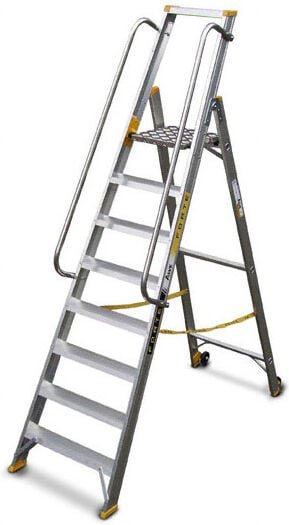 Matisère - Mobile Stehleiter 8 Stufen - Maximale Arbeitshöhe 3.68m - 9308-R