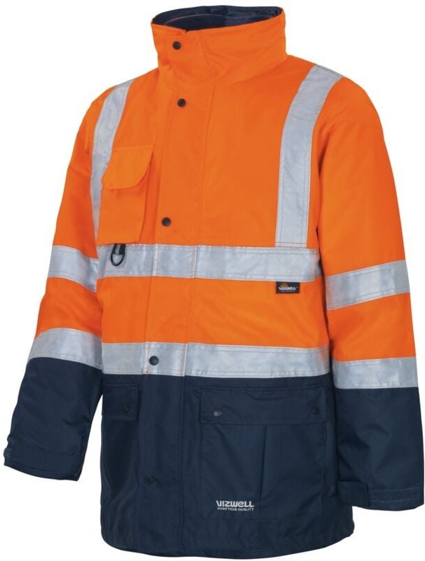 Thumbnail - Vizwell - Warnschutz Parka 5 in 1, VWJK44 Gr. 5XL orange/marine