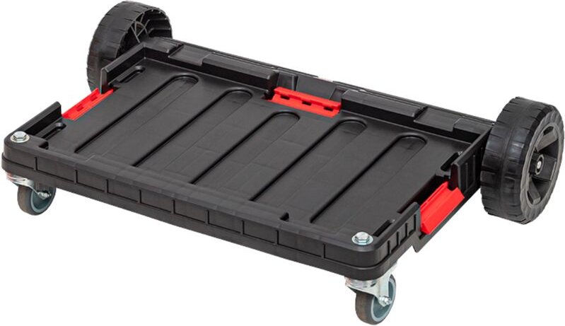 Qbrick System ONE Transport Platform stapelbar 745 x 510 x 180 mm mit Schwenkrädern aus Metall und Bremse