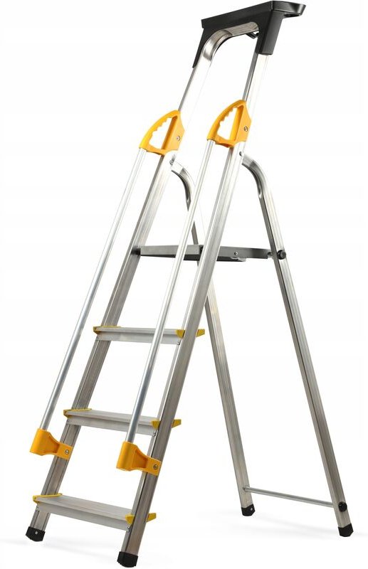 Kadax - Aluleiter, Stehleiter mit Handlauf, Trittleiter belastbar bis 150kg