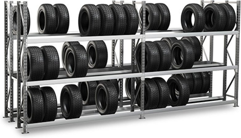 Große Reifenregale 3 Ebenen mit doppelter Tiefe - Startmodul: 2000x2000x1100mm - RAYOPND/3N/2020/D