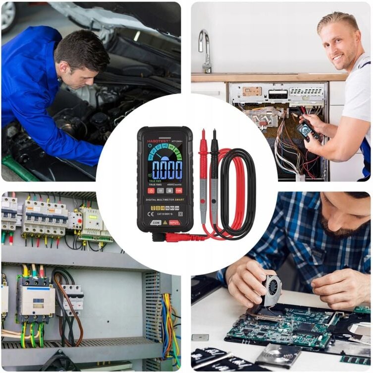 Digitales Universal-Multimeter Habotest Ht124+ Ncv Mit Led-Taschenlampe + Batterien