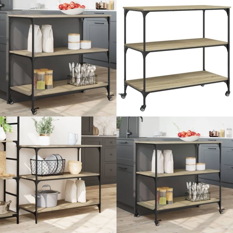 Küchenwagen Sonoma-Eiche 102x50x95 cm Holzwerkstoff - Küchenwagen - Holzwerkstoffmöbel - Esstisch - Sideboard - Vintage ...