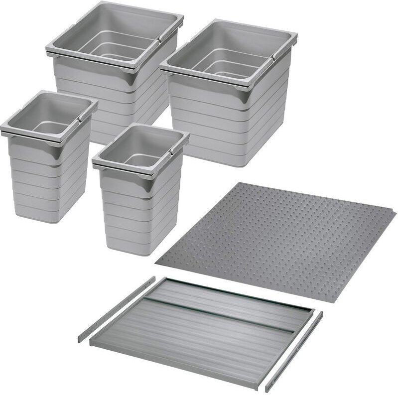 So-tech - Ninka Abfalltrennsystem eins2vier kb 600 mm (2 x 8L / 2 x 17L) alugrau für Seitenstärke 16 mm