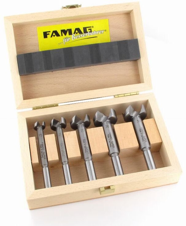 Satz Hartmetall-Formbohrer im Holzkasten 5-tlg. ø 15,20,25,30,35 mm Famag 1662.505