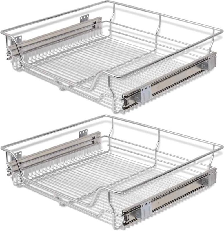Einbauschublade Korbauszug 2 Stk. Silbern 600 mm - Vidaxl