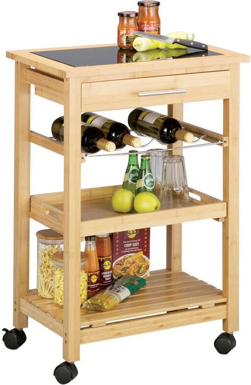 Küchenrollwagen, Bamboo / Glas-Top - Zeller