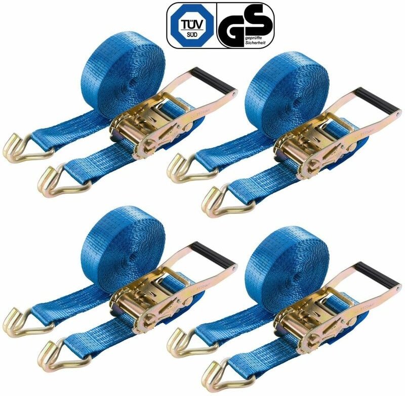 Spanngurte mit Ratsche zweiteilig mit Haken 4 Stück 4000kg 8m Langhebelratsche Ratschengurte Zurrgurte 50mm 4000 daN en ...