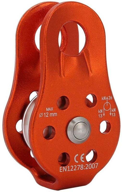 Umlenkrolle aus Aluminiumlegierung, robuster Einzelseil-Umlenkrollenblock für 12-mm-Seilklettern, 26 kN