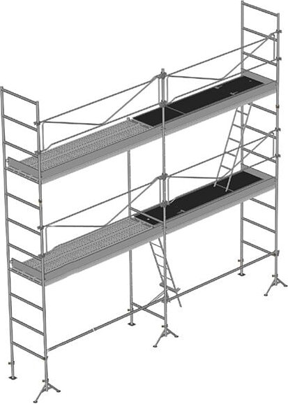 Maurergerüst 52m2: Gerüststruktur allein,Arbeitshöhe 5.15m - Länge 10.00m - DCM42-S