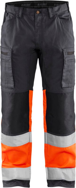 Hochsichtbarer Stretch-Arbeitshosen 1551 - Mittelgrau/Neongelb M - FR(44) - SE(C50) - Normen