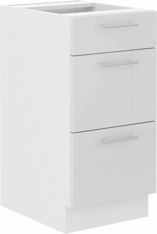 Küchen Preisbombe - Unterschrank 40 Lara Weiß Hochglanz Küchenzeile Küchenblock Küche Soft-Close