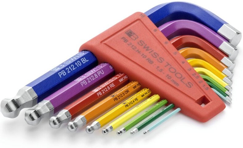 Pb Swiss Tools - Sechskant-Winkelschraubendreher-Satz, mit Kugelkopf, pulverbeschichtet, 9-teilig