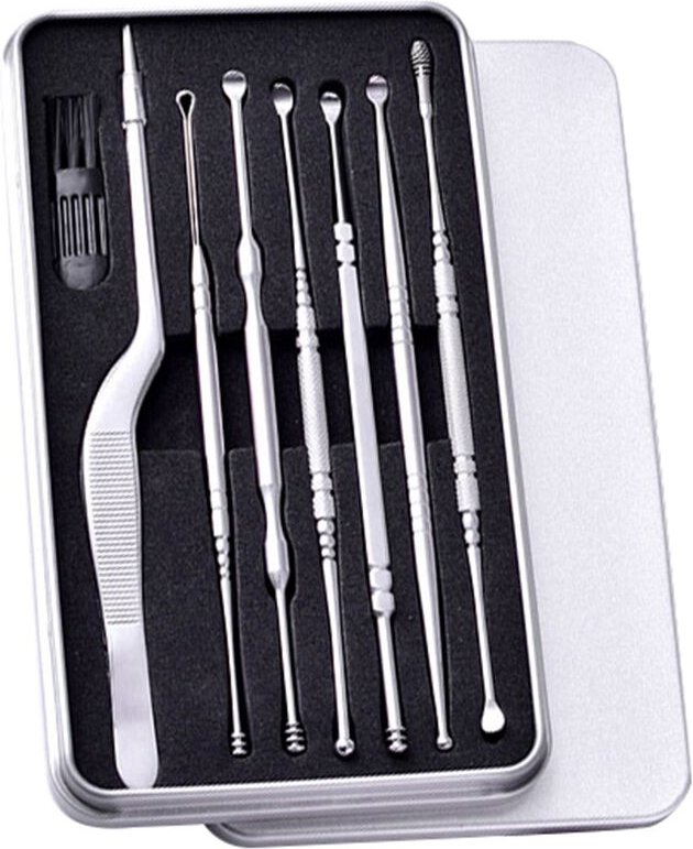 Silber 7 StüCke Edelstahl Ohr Pick Ohrenschmalz Reiniger Gesundheitswesen Entfernung KüRette Entferner Reinigung Auswahl...