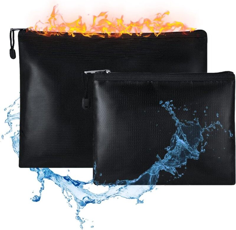 Feuerfeste und wasserdichte Beutel (2 Stück), feuerfeste Tickettasche, wasserdichte Silikontasche für wichtige Dokumente...