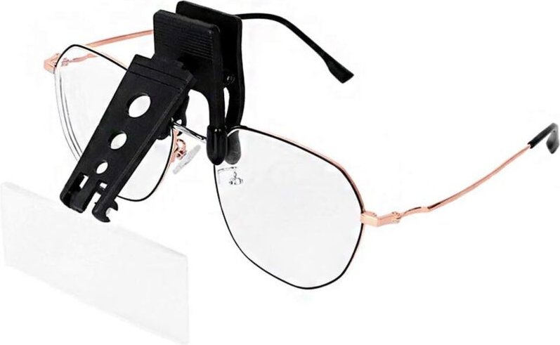 Sollbry - Clip-on-Lupe für Brillen mit 3 austauschbaren Linsen, Freisprech-Clip-on und Flip 1,5x2,5x3,5x zum Lesen, Nähe...