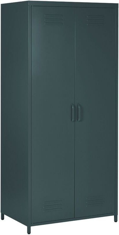 Kleiderschrank Dunkelgrau Metall 76 x 50 x 171 cm mit 2 Türen 3 herausnehmbaren Fächern und Kleiderstange Wohnzimmer Sch...
