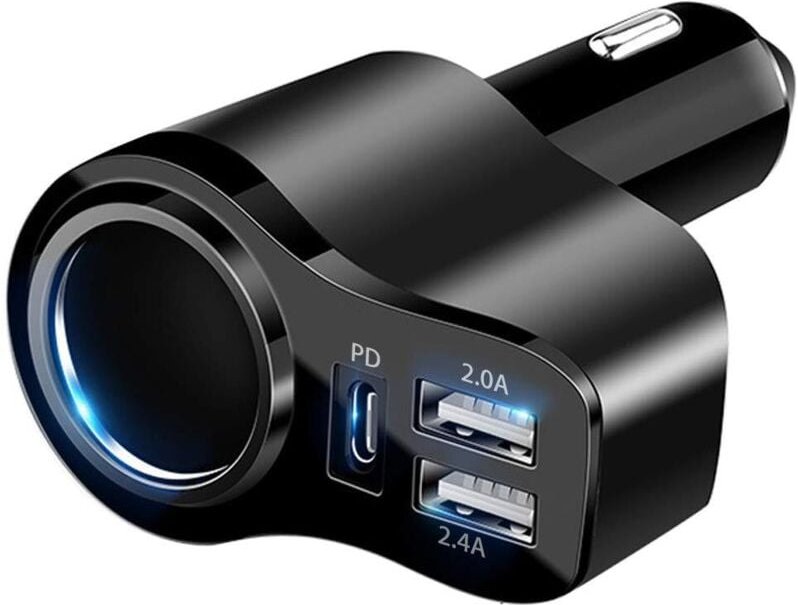 𝟒 𝐞𝐧 𝟏 USB-Autoladegerät,𝟒𝟖𝐖 PD3.0 USB-Autoladegerät Schnelles USB-C-Autoladegerät,USB-Autoladegerät-Buchsenadapt...