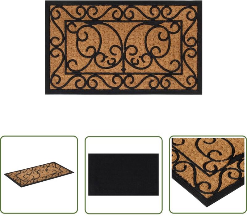 The Living Store - Fußmatte Rechteckig 45x75 cm Gummi und Kokosfaser - Gummi Fußmatte - Kokosfaser Matte - Türmatte - Ei...