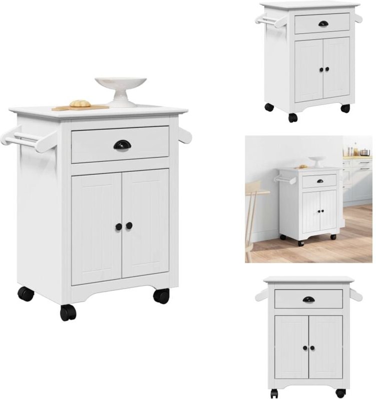 Küchenwagen bodo Weiß 72x45x80 cm - Küchenwagen - Küchenregal - Beistellwagen - Gemüsewagen