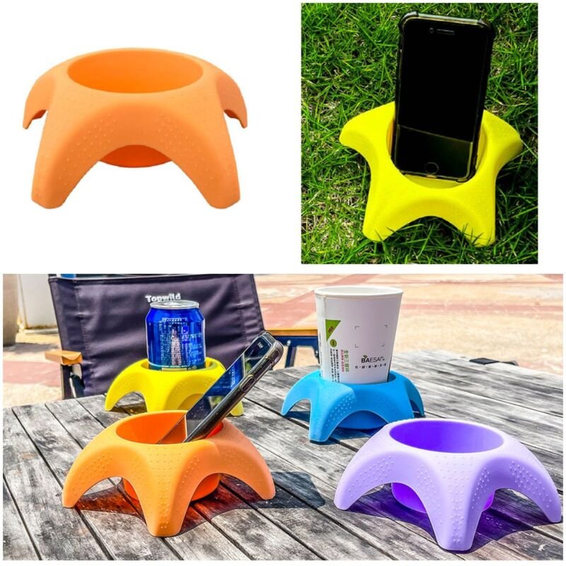 Coocheer - 4er-Pack mehrfarbige Stranduntersetzer aus Netzgewebe mit Seesternen, sanddichte Getränkehalter für Zuhause, ...